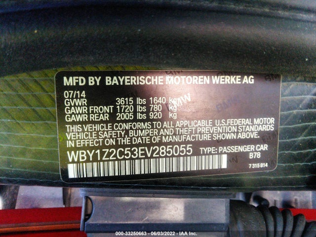 2014 BMW i3, VIN: WBY1Z2C53EV285055