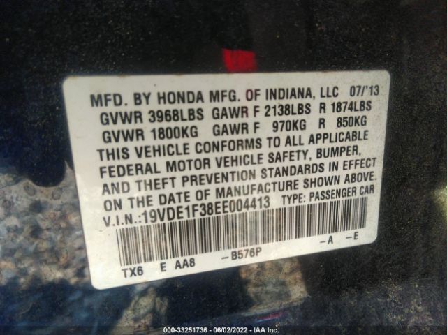 19VDE1F38EE004413 Acura ILX