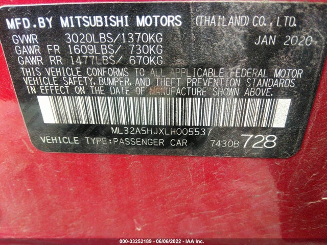 ML32A5HJXLH005537 Mitsubishi Mirage Le/gt