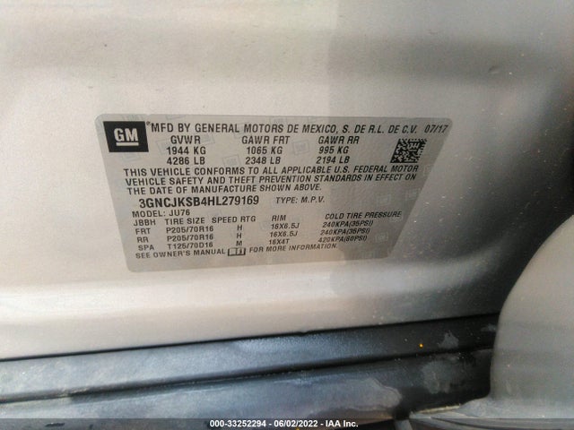 Chevrolet TRAX LS 2017 3GNCJKSB4HL279169 Image 9