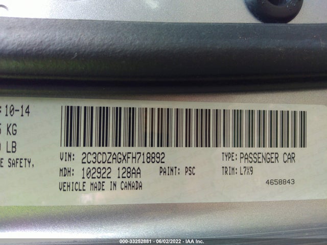 Dodge Challenger Sxt 2015 2C3CDZAGXFH718892 Image 9