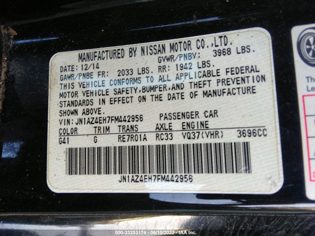 2015 Nissan Z, VIN: JN1AZ4EH7FM442956