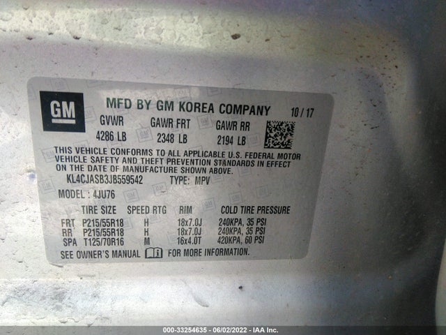 Buick Encore Preferred 2018 KL4CJASB3JB559542 Image 9