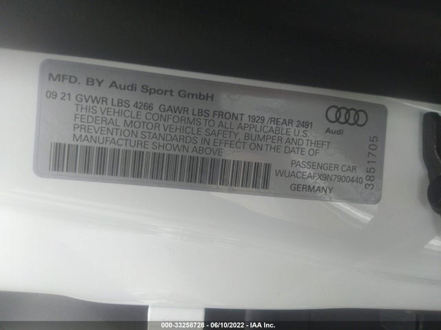 2022 Audi R8, VIN: WUACEAFX9N7900440