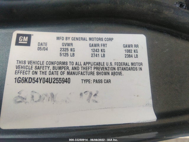 Cadillac Deville 2004 1G6KD54Y04U255940 Image 10