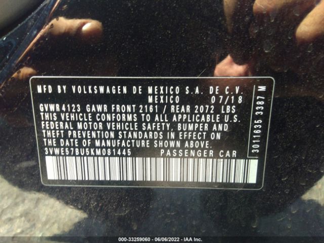 3VWE57BU5KM081445 Volkswagen Jetta 1.4t Sel