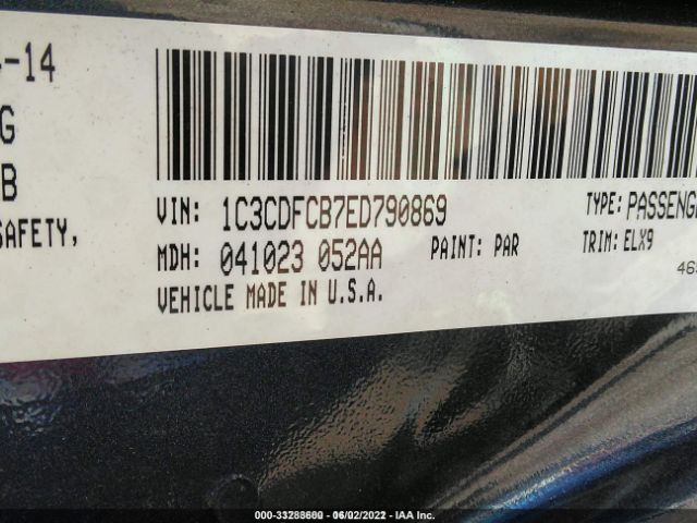 1C3CDFCB7ED790869 Dodge Dart Limited