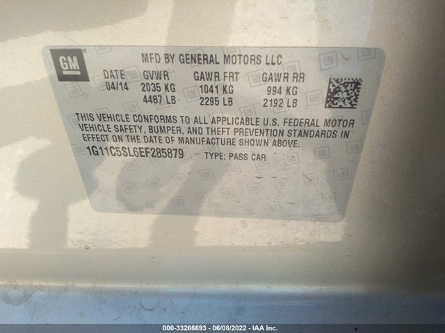 Chevrolet MALIBU LT 2014 1G11C5SL6EF285879 Image 9