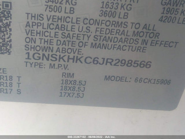 2018 Chevrolet Suburban, VIN: 1GNSKHKC6JR298566