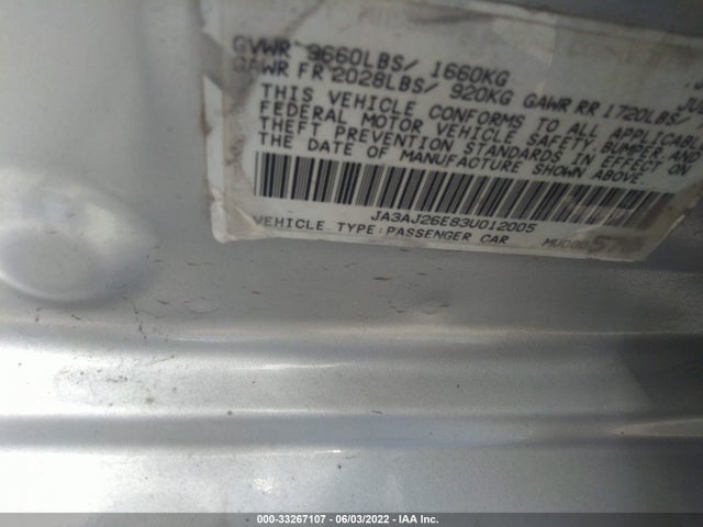 JA3AJ26E83U012005 Mitsubishi LANCER ES