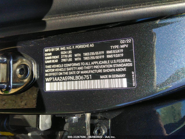 2022 Porsche Macan, VIN: WP1AA2A59NLB06751