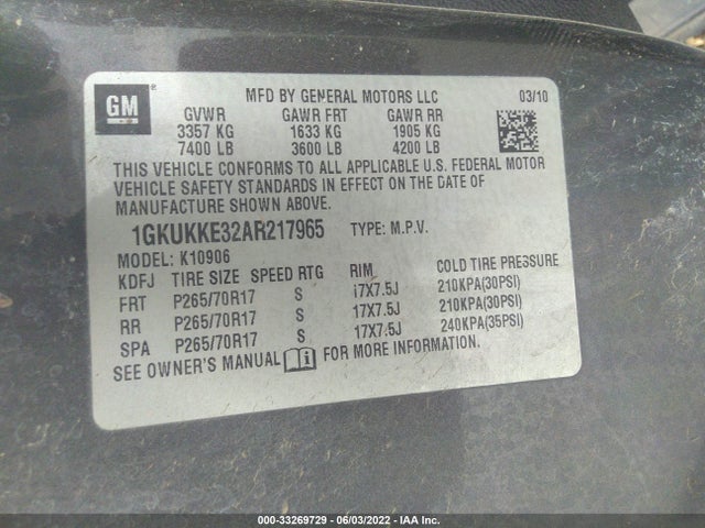 GMC YUKON XL 2010 1GKUKKE32AR217965 Image 9