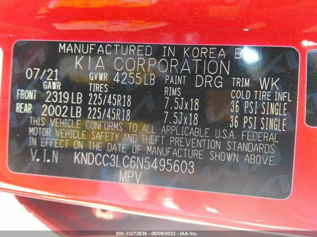 2022 Kia Niro, VIN: KNDCC3LC6N5495603