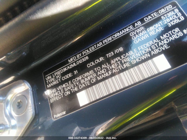 2021 Polestar 2, VIN: LPSED3KA2ML012326