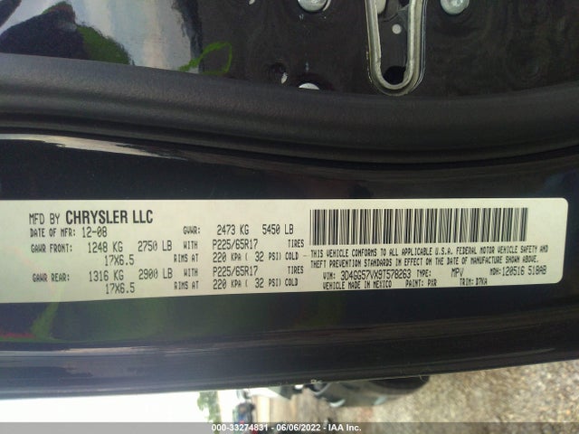 2009 DODGE JOURNEY VIN: 3D4GG57VX9T578263