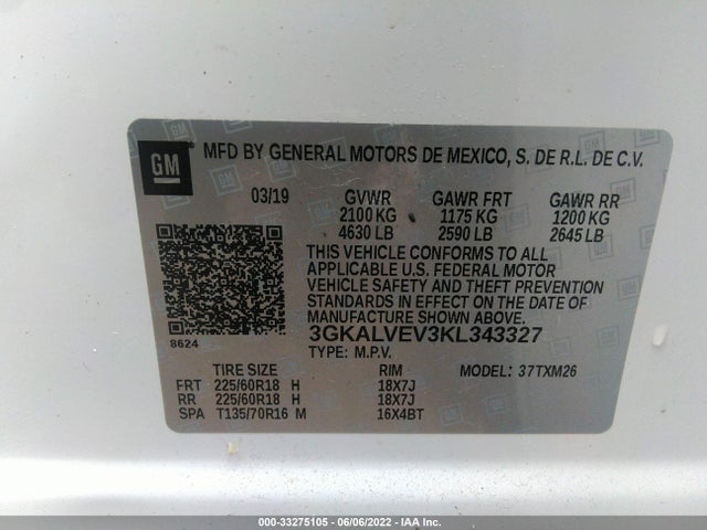 2019 GMC Terrain, VIN: 3GKALVEV3KL343327