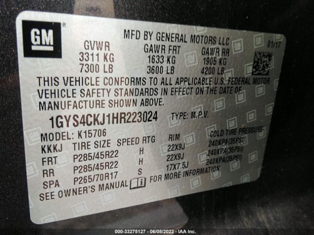 1GYS4CKJ1HR223024 Cadillac Escalade Premium Luxury