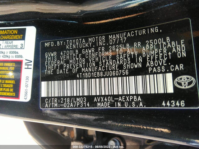 2018 Toyota Avalon, VIN: 4T1BD1EB8JU060756