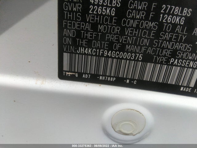 2016 Acura RLX, VIN: JH4KC1F94GC000375