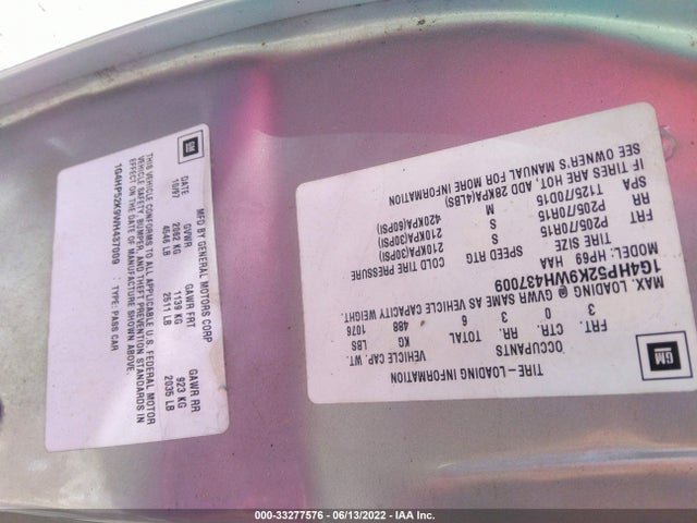 1998 BUICK LESABRE VIN: 1G4HP52K9WH437009