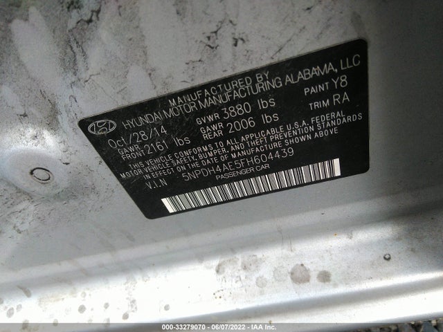 Hyundai ELANTRA SE 2015 5NPDH4AE5FH604439 Image 10