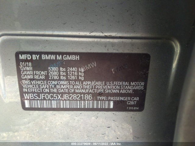 2018 BMW M5, VIN: WBSJF0C5XJB282186