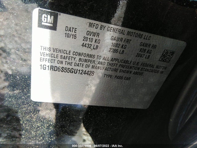 2016 Chevrolet Volt, VIN: 1G1RD6S55GU124428