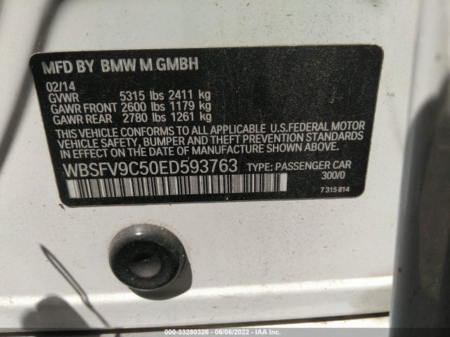 2014 BMW M5, VIN: WBSFV9C50ED593763