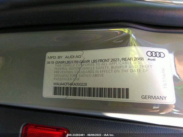 2019 Audi S5, VIN: WAUA4CF54KA050228