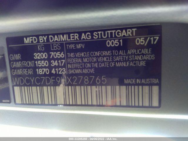 WDCYC7DF9HX278765 Mercedes-Benz Amg G 63 4matic