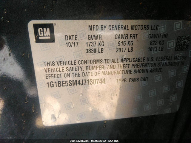 Chevrolet CRUZE LT 2018 1G1BE5SM4J7130744 Image 9