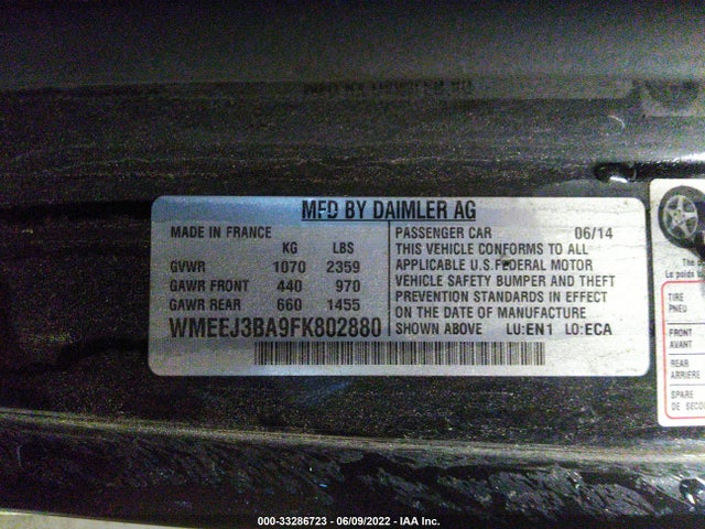 2015 Smart Fortwo, VIN: WMEEJ3BA9FK802880