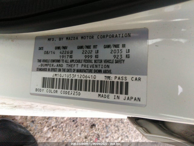 2015 Mazda 6, VIN: JM1GJ1U53F1206410