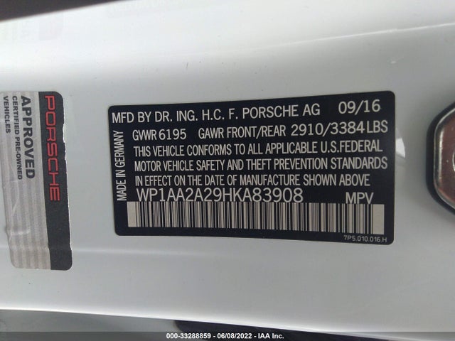 2017 Porsche Cayenne, VIN: WP1AA2A29HKA83908