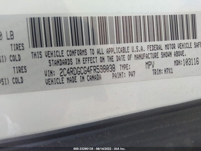 Dodge Grand Caravan Sxt 2015 2C4RDGCG4FR598038 Image 9
