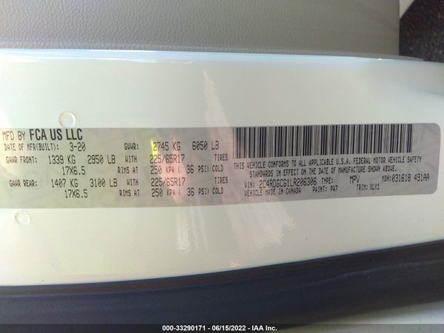 2020 Dodge Grand Caravan, VIN: 2C4RDGCG1LR206306