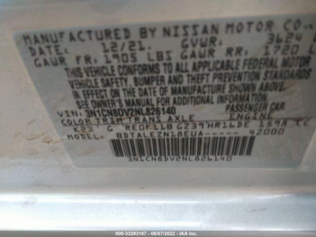 3N1CN8DV2NL826140 Nissan Versa 1.6 S Xtronic Cvt