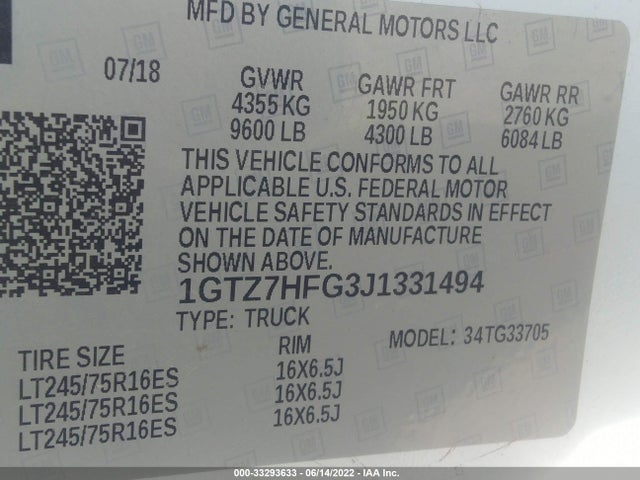 2018 GMC Savana, VIN: 1GTZ7HFG3J1331494
