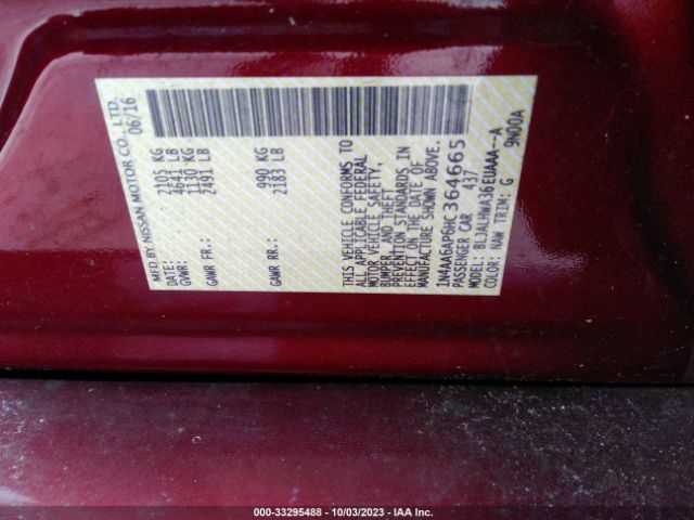1N4AA6AP6HC364665 Nissan Maxima Platinum