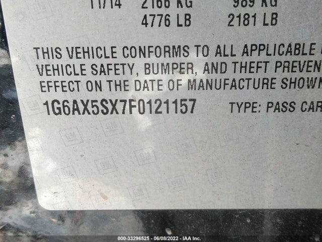 2015 Cadillac CTS, VIN: 1G6AX5SX7F0121157