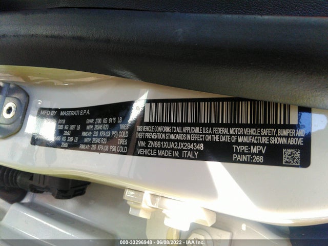 ZN661XUA2JX294348 Maserati Levante