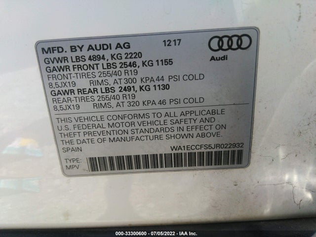 2018 Audi Q3, VIN: WA1ECCFS5JR022932