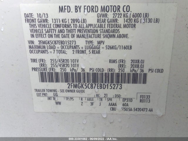 2014 Ford Flex, VIN: 2FMGK5C87EBD15273