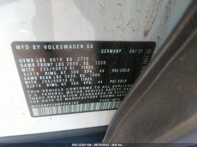 2021 Volkswagen ID.4, VIN: WVGGNPE28MP058188