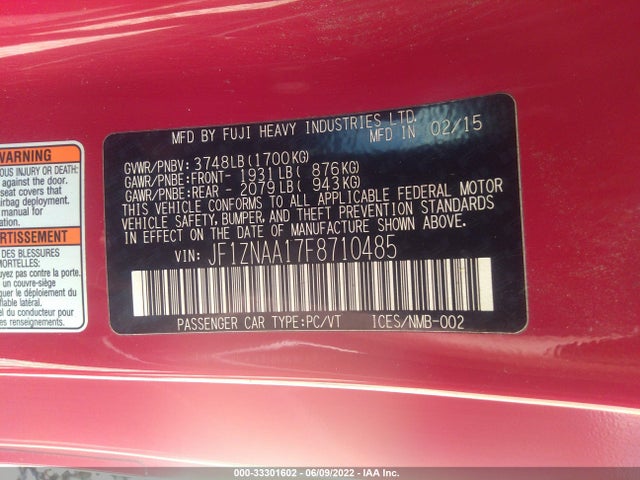 2015 Scion FR-S, VIN: JF1ZNAA17F8710485
