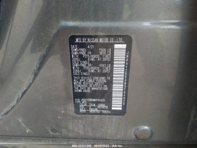 2021 Nissan Armada, VIN: JN8AY2BB9M9794820