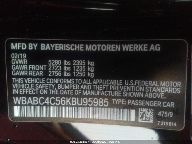 2019 BMW 8 Series, VIN: WBABC4C56KBU95985