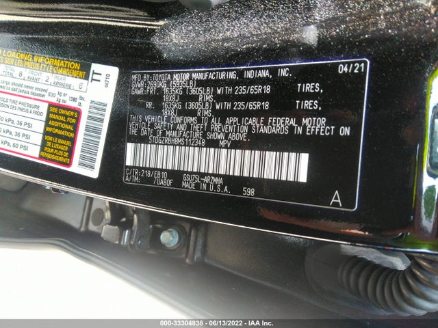 2021 Toyota Highlander, VIN: 5TDGZRBH8MS112348