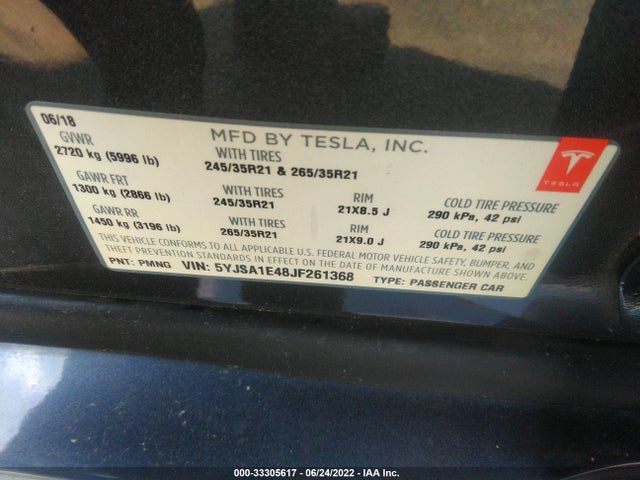 Tesla Model S 75d/100d/p100d 2018 5YJSA1E48JF261368 Image 10