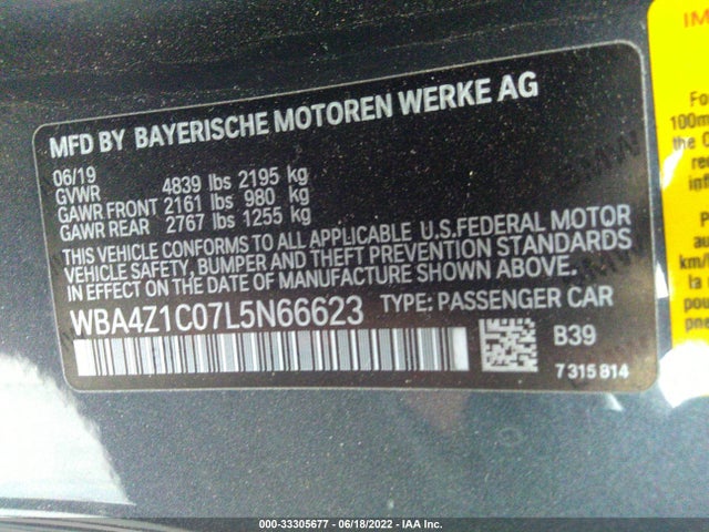 2020 BMW 4 Series, VIN: WBA4Z1C07L5N66623